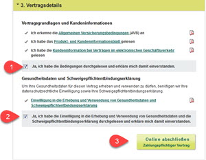 Krankenhaustagegeldversicherung Einverstndniserklrungen abgeben